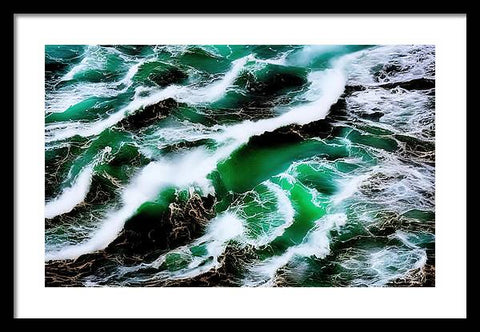 Churning Ocean of Green and White - Framed Print