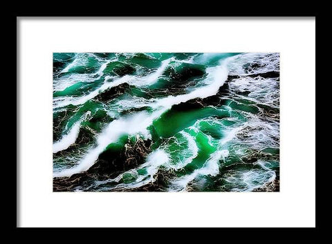 Churning Ocean of Green and White - Framed Print