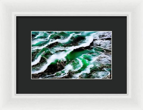 Churning Ocean of Green and White - Framed Print