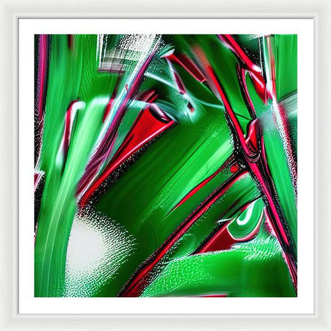 Graffiti-Inspired Green Painting - Framed Print