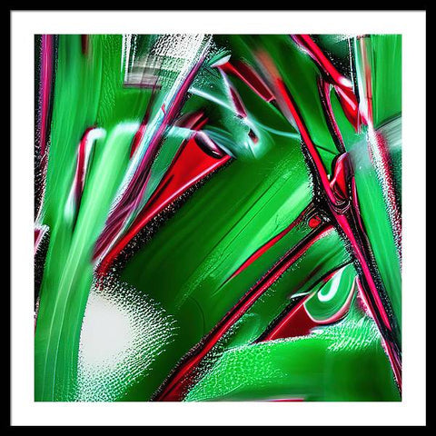 Graffiti-Inspired Green Painting - Framed Print