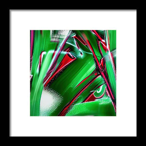 A photograph of a green cactus on art print  with an angry green arrow and