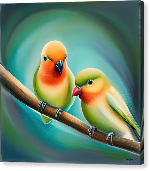Lovebirds Baby Bird Art - Canvas Print