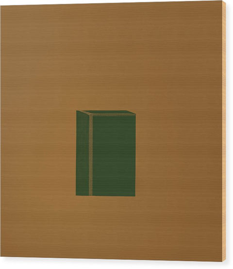 A wood panel holding books with a white background.