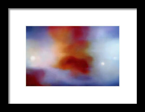 An abstract picture in a frame with some light fog hovering in an abstract picture.