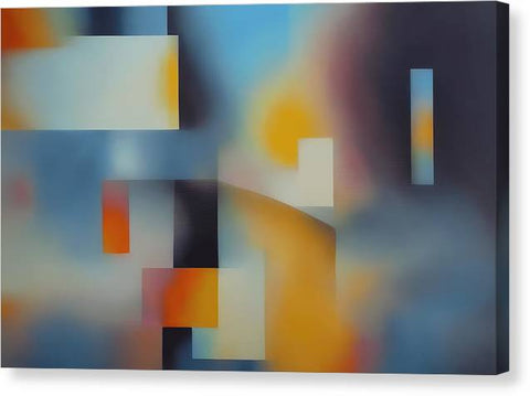 A picture of an abstract painting from a large collection of art works on a wall