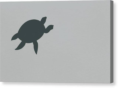 A turtle swimming with a sticker on top of a board
