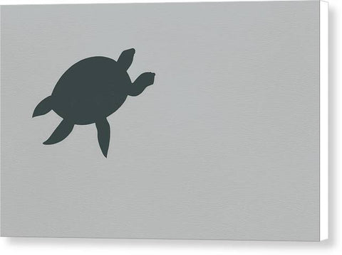 Turtle Swimming with Sticker - Canvas Print