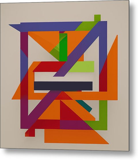 The large art prints form a geometric design of several different colors