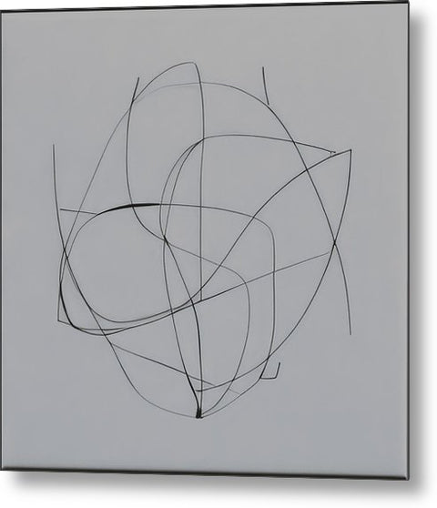 A white painting of two pairs of intertwined shapes within a painting.