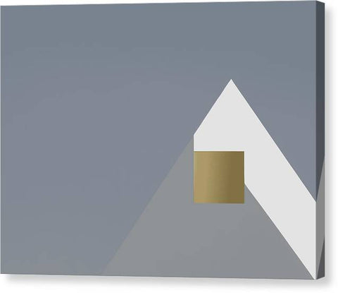 Its an old art print of a blue rectangle shaped gold square with a green object