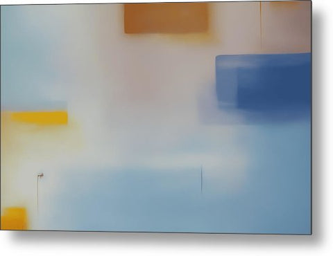 A picture of an abstract painting on a white picture board with a blue couch under it