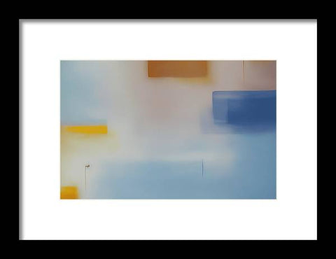 a shot of an abstract painting of road construction next to buildings or trees.
