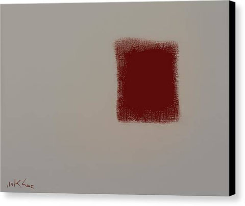 a painting of red with a red and white piece of art on a white background
