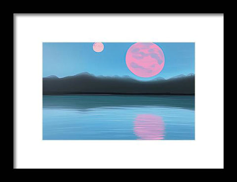 Art print of moonlight and some water in a lake.