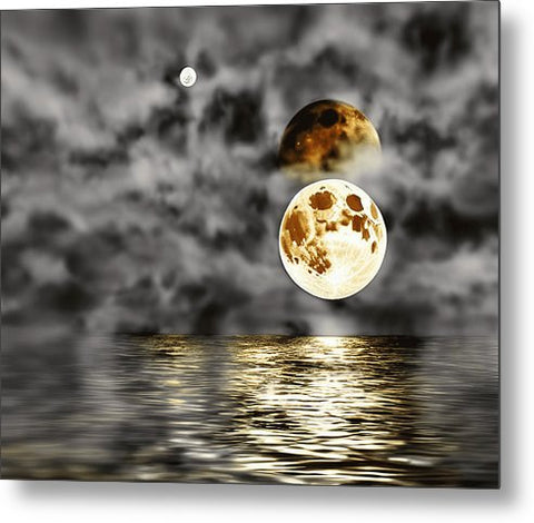 Art prints displayed on a white background in front of a small moon.