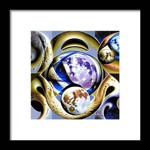 a large framed print of planet, planet earth, in space, with stars