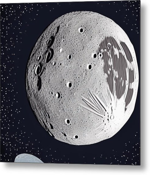 Two large objects at the top of the moon are orbiting each other in space.