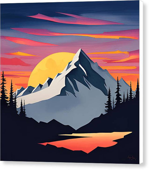 Majestic Mountain Sunset - Canvas Print