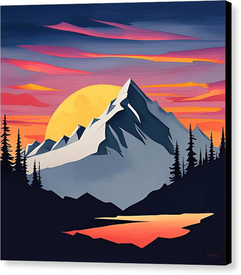 Majestic Mountain Sunset - Canvas Print