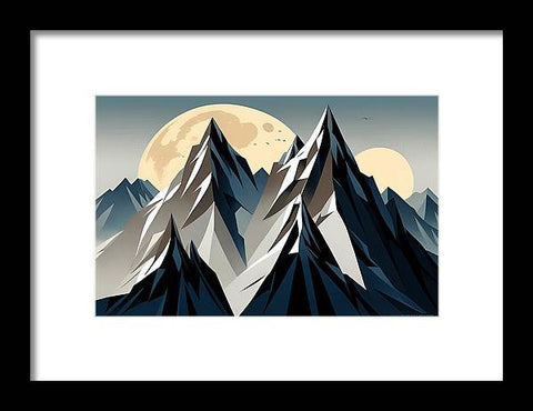 a picture of a mountain scene with a full moon in the background