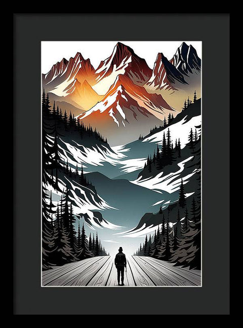 Mountain Majesty: A Skier's View - Framed Print