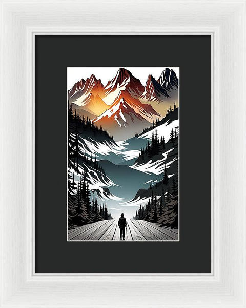 Mountain Majesty: A Skier's View - Framed Print