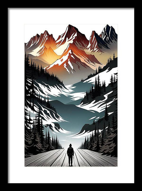 Mountain Majesty: A Skier's View - Framed Print