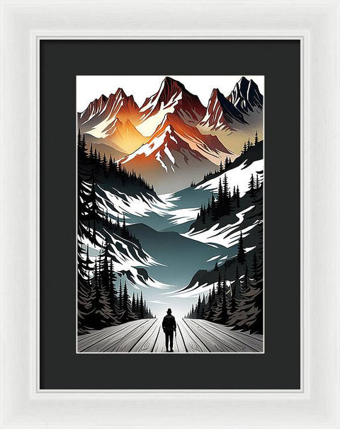 Mountain Majesty: A Skier's View - Framed Print