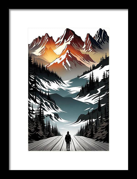 Mountain Majesty: A Skier's View - Framed Print