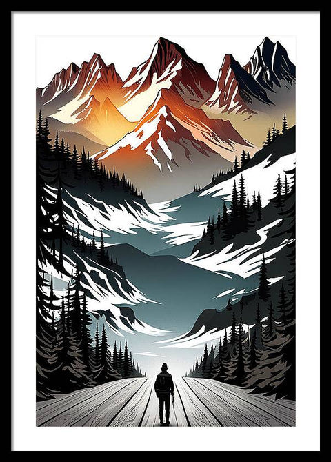 Mountain Majesty: A Skier's View - Framed Print