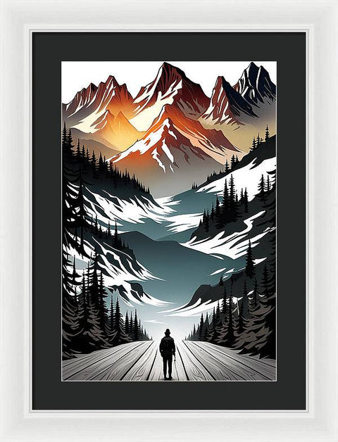 Mountain Majesty: A Skier's View - Framed Print