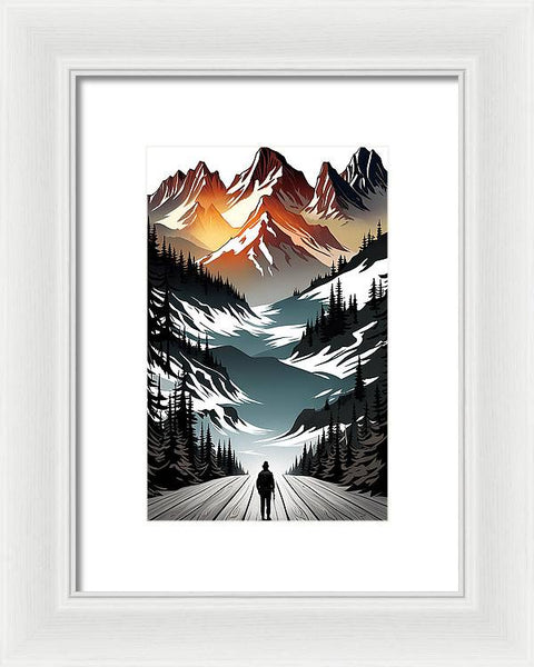 Mountain Majesty: A Skier's View - Framed Print