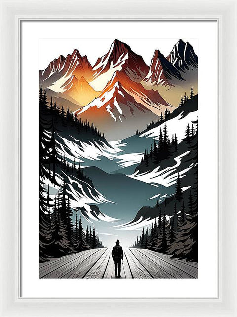 Mountain Majesty: A Skier's View - Framed Print