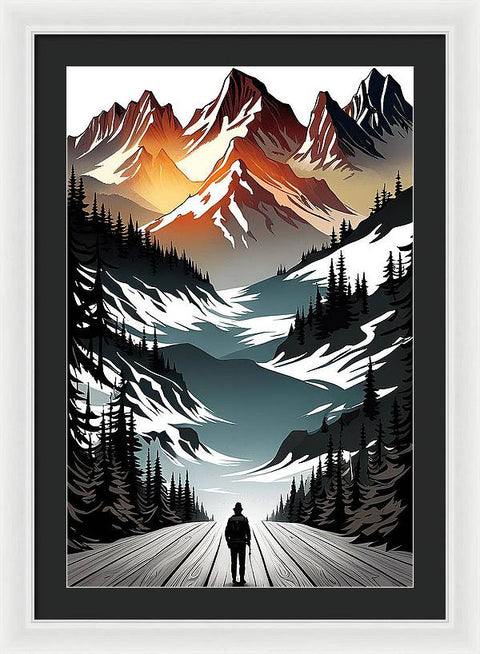 Mountain Majesty: A Skier's View - Framed Print