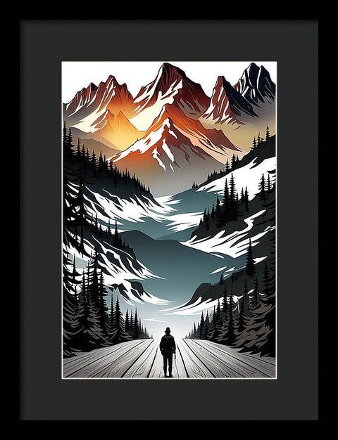 Mountain Majesty: A Skier's View - Framed Print