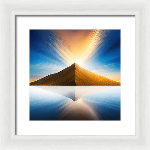 Golden Haze: A Mountain at Sunset - Framed Print