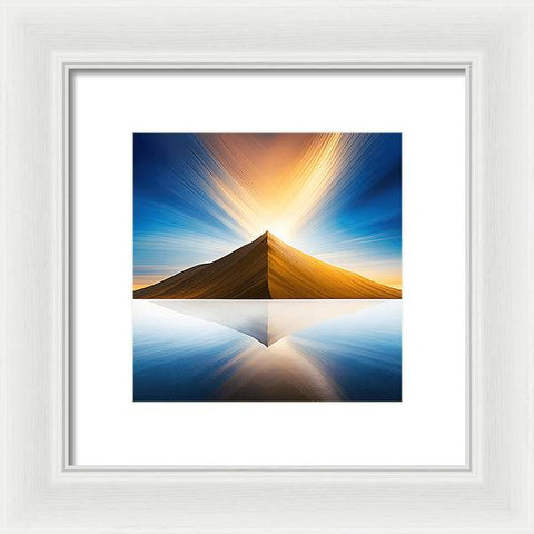 Golden Haze: A Mountain at Sunset - Framed Print