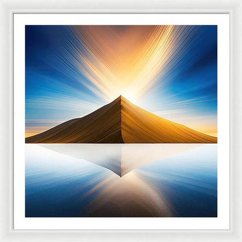 Golden Haze: A Mountain at Sunset - Framed Print