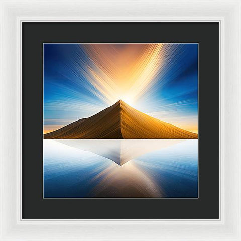 Golden Haze: A Mountain at Sunset - Framed Print