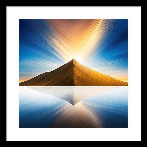 Golden Haze: A Mountain at Sunset - Framed Print