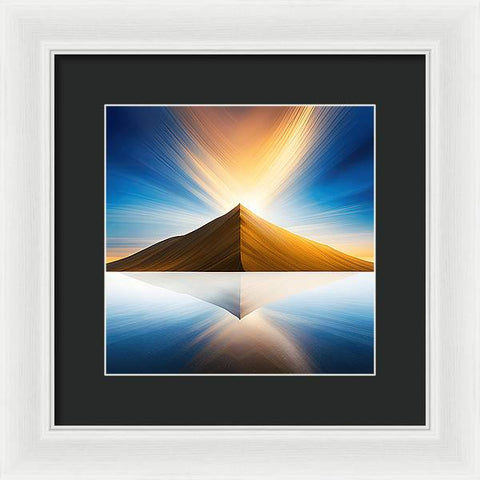 Golden Haze: A Mountain at Sunset - Framed Print