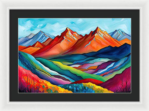 Vibrant Mountain Lightscape - Framed Print