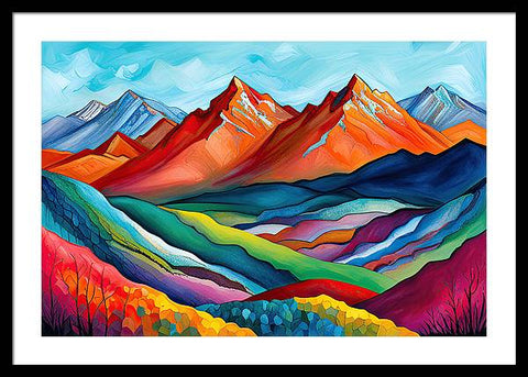 Vibrant Mountain Lightscape - Framed Print