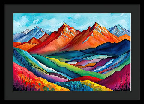 Vibrant Mountain Lightscape - Framed Print