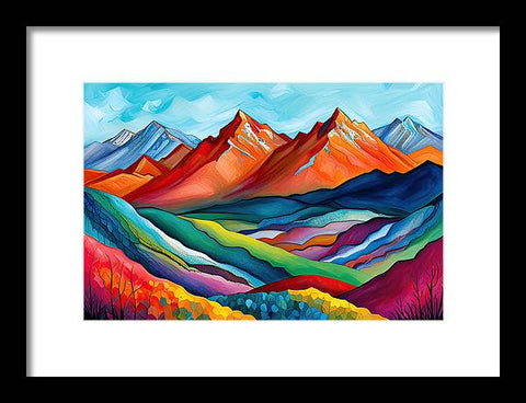 Vibrant Mountain Lightscape - Framed Print