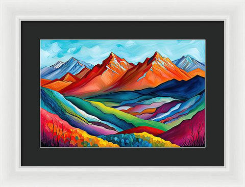 Vibrant Mountain Lightscape - Framed Print