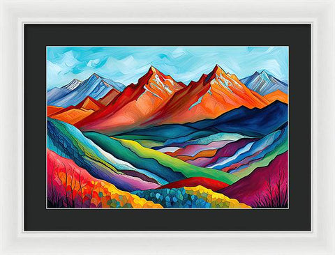 Vibrant Mountain Lightscape - Framed Print