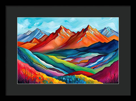 Vibrant Mountain Lightscape - Framed Print