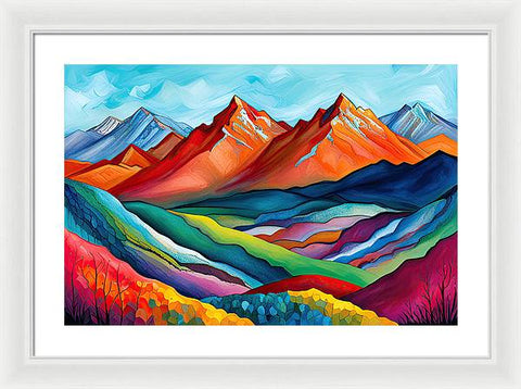 Vibrant Mountain Lightscape - Framed Print